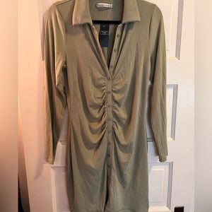 A&F NWT sage green sinched button up dress